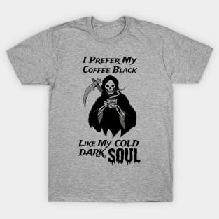 Grim Reaper Loves Black Coffee Coffee Fan Gift T-Shirt